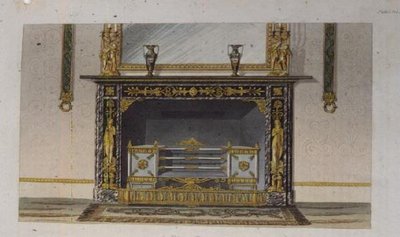 Una chimenea, lámina 183 de Ackermanns Repository of Arts, publicada en 1828 de English School